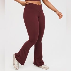 Aerie Burgundy Flare Crossover Leggings Size L